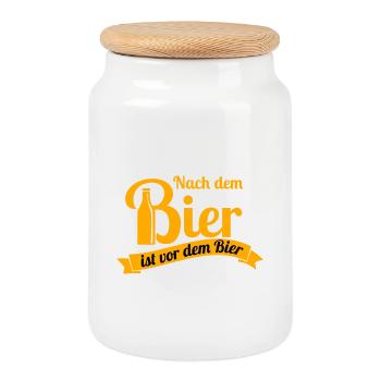 Funspruch Biersprüche Fun Bier trinken Bierslogan - Keksdose mit Holzdeckel - Weiß - Vorne