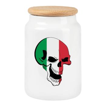 Skull Italy - Cookie Jar with Wooden Lid - white - Front
