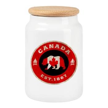 Kanada Bär Vintage / Geschenk - Keksdose mit Holzdeckel - Weiß - Vorne