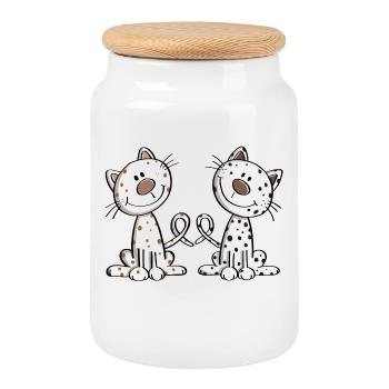 Best Friends Katzen - Katze - Dicke Freunde - Fun - Keksdose mit Holzdeckel - Weiß - Vorne