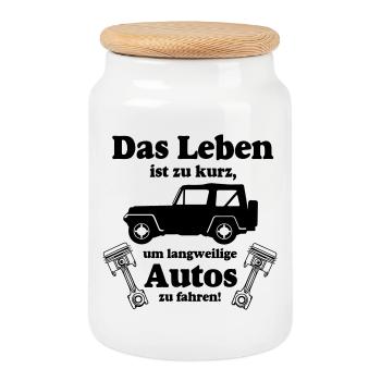 Offroad ,Geländewagen , 4x4 Offroad - Leben(25) - Keksdose mit Holzdeckel - Weiß - Vorne