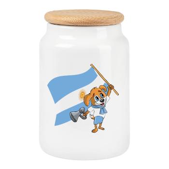 Argentine fan chien - Boîte à biscuits avec couvercle en bois - blanc - Devant