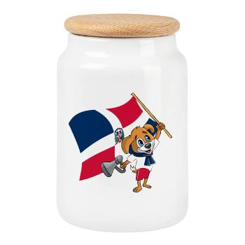 Chien fan de République dominicaine - Boîte à biscuits avec couvercle en bois - blanc - Devant
