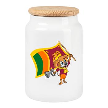 Chien fan du Sri Lanka - Boîte à biscuits avec couvercle en bois - blanc - Devant