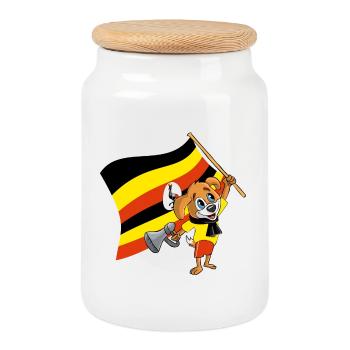Uganda Fan Dog - Cookie Jar with Wooden Lid - white - Front