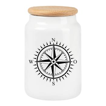 compass - Cookie Jar with Wooden Lid - white - Front