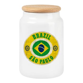 Brazil Sao Paulo / Gift / Gift Idea - Cookie Jar with Wooden Lid - white - Front