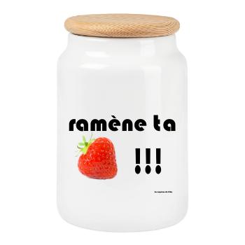 Ramène Ta Fraise Humour Fruit - Boîte à biscuits avec couvercle en bois - blanc - Devant