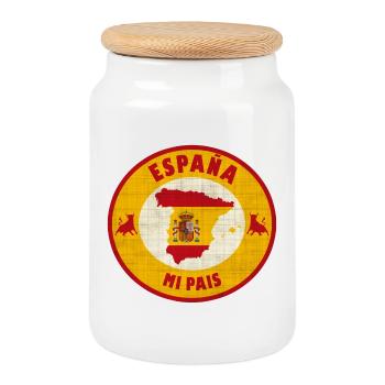 Spanien mein Land - Keksdose mit Holzdeckel - Weiß - Vorne