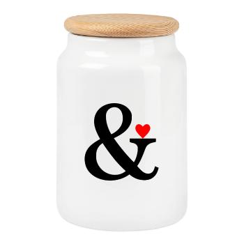 Ampersand Heart - Et Sign & Love - Cookie Jar with Wooden Lid - white - Front