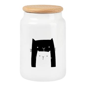 Cadeau Chats de la famille - Boîte à biscuits avec couvercle en bois - blanc - Devant