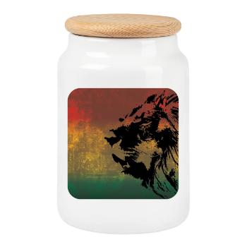 Portrait de lion dans le style reggae - Boîte à biscuits avec couvercle en bois - blanc - Devant