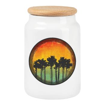 Pins sur une dune - Boîte à biscuits avec couvercle en bois - blanc - Devant