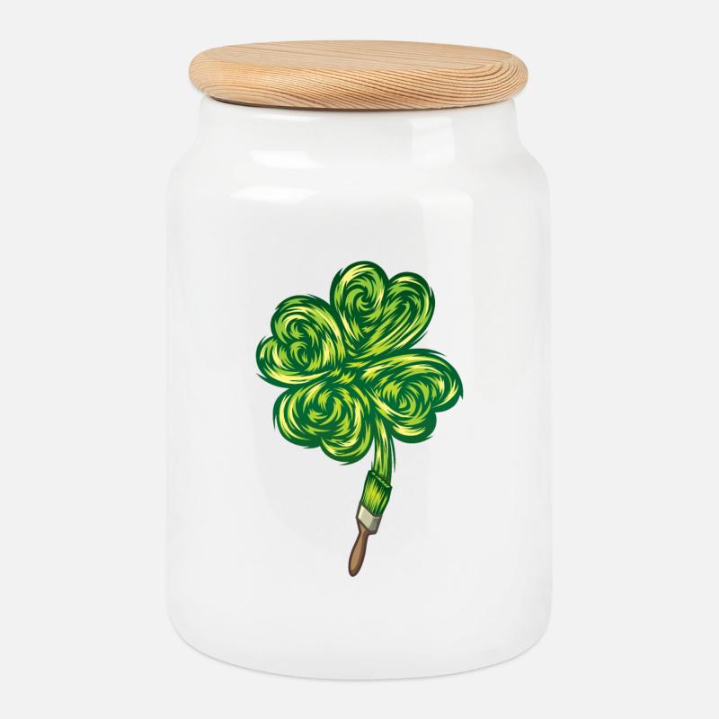 Clover - "I make my own luck" - Keksdose mit Holzdeckel - Weiß