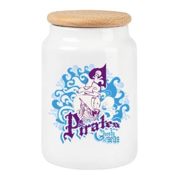 Pirates, ghosts of the oceans. - Cookie Jar with Wooden Lid - white - Front