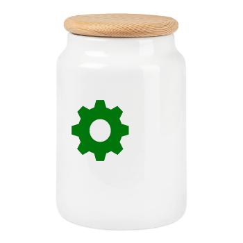 gear - Cookie Jar with Wooden Lid - white - Front