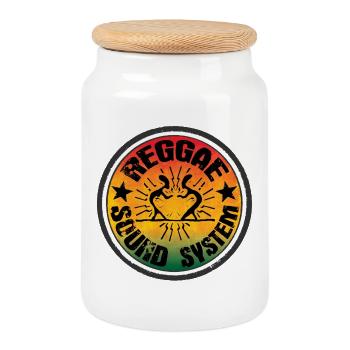 Reggae Soundsystem - Boîte à biscuits avec couvercle en bois - blanc - Devant