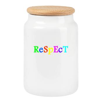 Respect Acceptation Tolérance Reconnaissance Validité - Boîte à biscuits avec couvercle en bois - blanc - Devant
