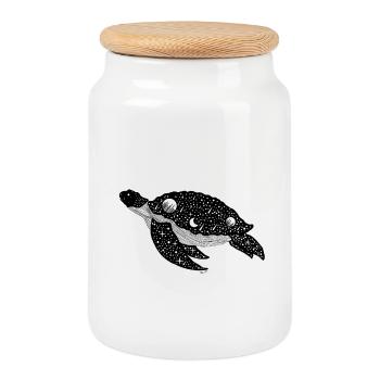 Nacht Silhouette Schildkröte - Keksdose mit Holzdeckel - Weiß - Vorne