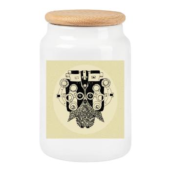 Phoropter Owl Poster - Cookie Jar with Wooden Lid - white - Front