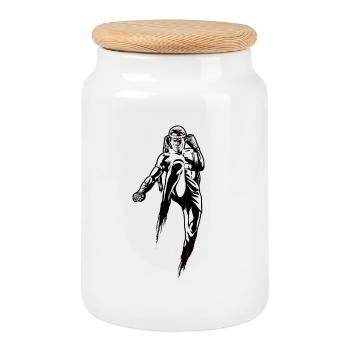 Muay Thai Fighter Spirit - Boîte à biscuits avec couvercle en bois - blanc - Devant