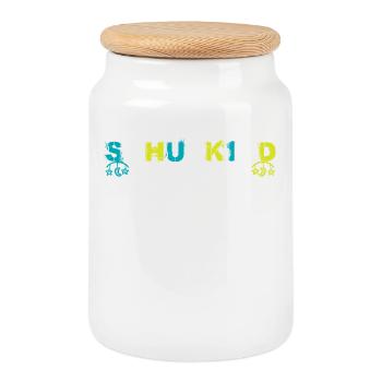 Kita graduate school child enrollment in kindergarten - Cookie Jar with Wooden Lid - white - Front