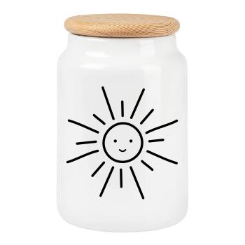 Soleil soleil face au soleil brillant - Boîte à biscuits avec couvercle en bois - blanc - Devant