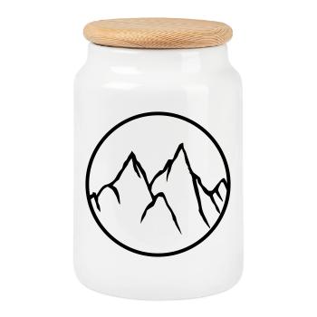 circle around climber climbing mountains high sport h - Cookie Jar with Wooden Lid - white - Front