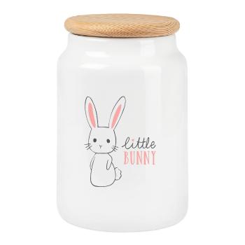 Conception de lapin - Boîte à biscuits avec couvercle en bois - blanc - Devant