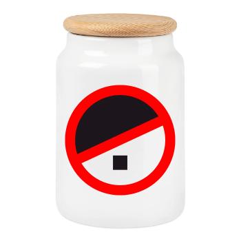 circulaire rond adolf interdit non no racism logo text d - Boîte à biscuits avec couvercle en bois - blanc - Devant