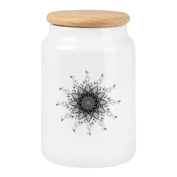 Musical Elegant Mandala - Cookie Jar with Wooden Lid - white - Front