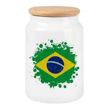 Brasilien Klecks Fleck Geschenk Flagge Südamerika - Keksdose mit Holzdeckel - Weiß - Vorne