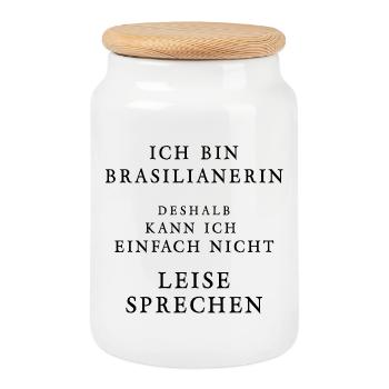 Brasilianische Frau Temperament Shirt Geschenk - Keksdose mit Holzdeckel - Weiß - Vorne