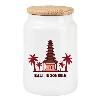 Bali Indonésie - Boîte à biscuits avec couvercle en bois - blanc - Devant