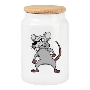 Mouse mice mousi little mice rat rodent pet - Cookie Jar with Wooden Lid - white - Front