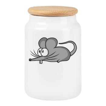 Souris souris mousi petites souris rat rongeur - Boîte à biscuits avec couvercle en bois - blanc - Devant
