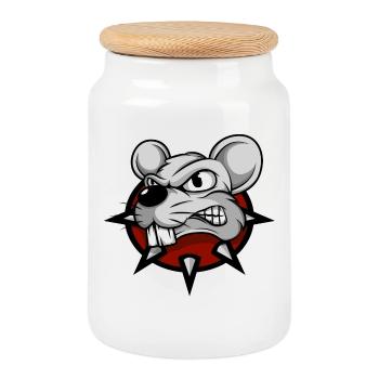 Mouse mice mousy little mice rat pet animal - Cookie Jar with Wooden Lid - white - Front