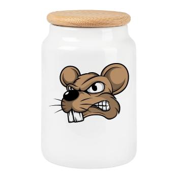Souris souris mousi petites souris rat rongeur - Boîte à biscuits avec couvercle en bois - blanc - Devant