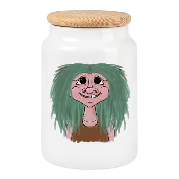 Norvège troll fille vacances fjord mythologie - Boîte à biscuits avec couvercle en bois - blanc - Devant