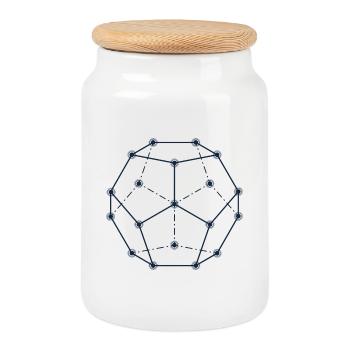 Motif géométrique de constellation - Boîte à biscuits avec couvercle en bois - blanc - Devant