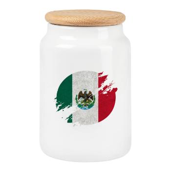 Mexiko Kreis / Flagge Geschenk - Keksdose mit Holzdeckel - Weiß - Vorne