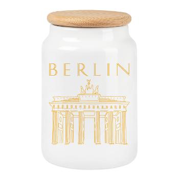 Brandenburger Tor in Berlin - Keksdose mit Holzdeckel - Weiß - Vorne
