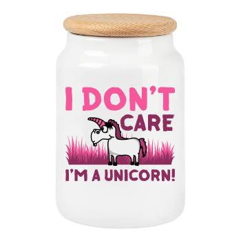 Unicorn unicorns horse horses mare mythical creatures - Cookie Jar with Wooden Lid - white - Front