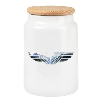 Adlerflügel Emblem - Keksdose mit Holzdeckel - Weiß - Vorne