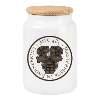 AWO 425 - chef-d'œuvre en ingénierie - marron - Boîte à biscuits avec couvercle en bois - blanc - Devant