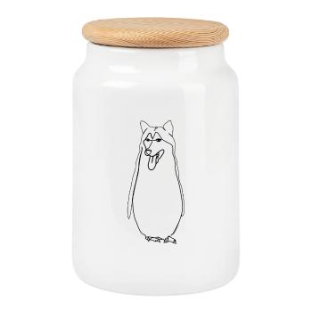 Husky Pinguin - Keksdose mit Holzdeckel - Weiß - Vorne
