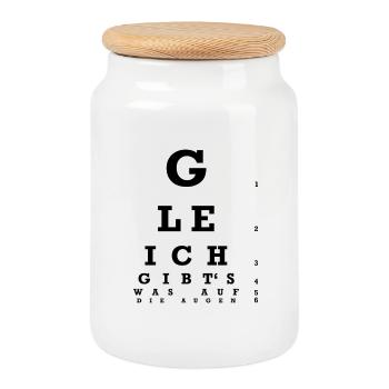 Optometrist - There's something on the eyes! - Cookie Jar with Wooden Lid - white - Front