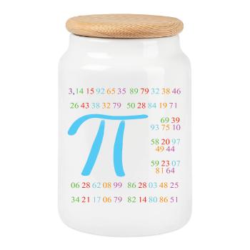 Pi mit 110 Nachkommastellen - Keksdose mit Holzdeckel - Weiß - Vorne