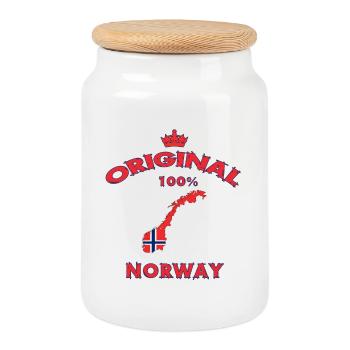Norway 100% Original/Gift Flag - Cookie Jar with Wooden Lid - white - Front