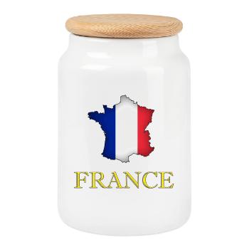 La france - Boîte à biscuits avec couvercle en bois - blanc - Devant